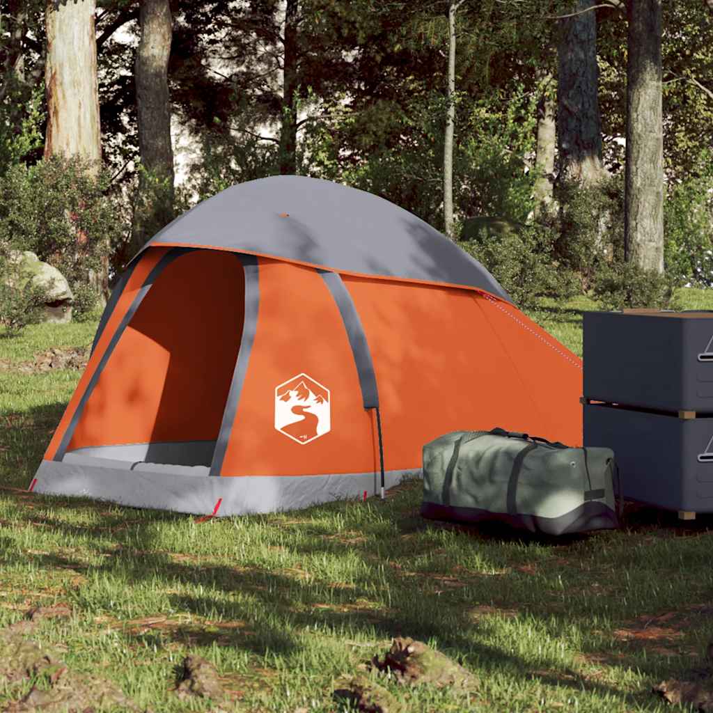 vidaXL Tienda de campaña iglú para 1 persona impermeable gris naranja