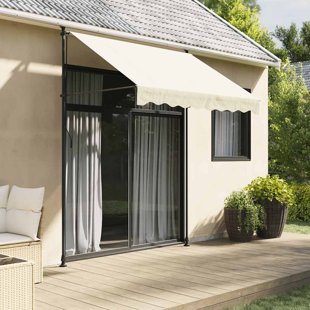 vidaXL Toldo retráctil de tela y acero crema 250x150 cm