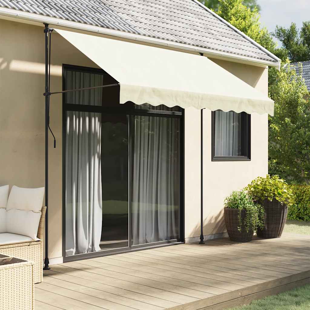 vidaXL Toldo retráctil de tela y acero crema 300x150 cm