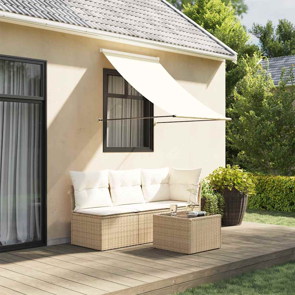vidaXL Toldo retráctil de tela y acero crema 150x150 cm