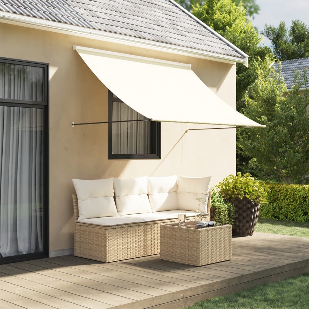 vidaXL Toldo retráctil tela y acero crema 200x150 cm
