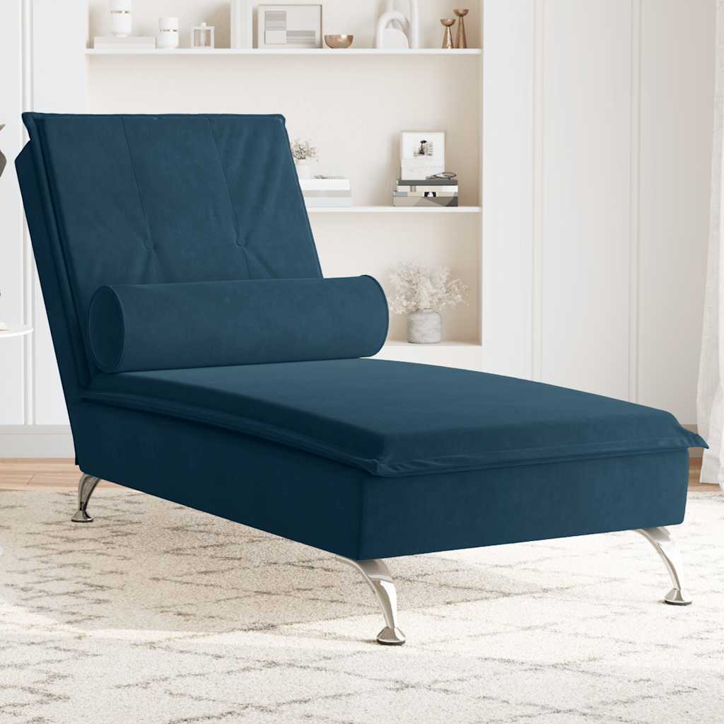 vidaXL Sofá diván de masaje con cojín de terciopelo azul