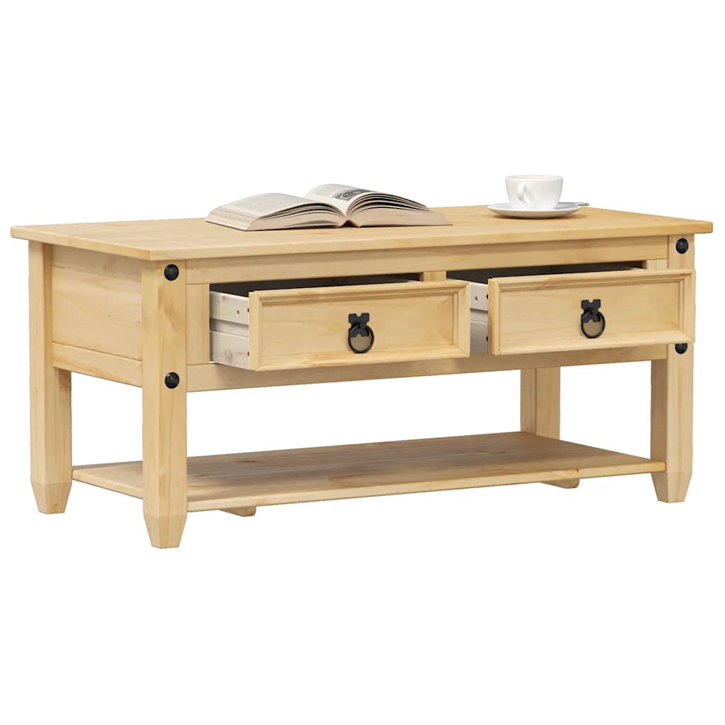 vidaXL Mesa de centro cajones Corona madera maciza pino 100x48x45 cm