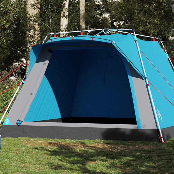 vidaXL Tienda de campaña cabaña 4 personas apertura rápida azul
