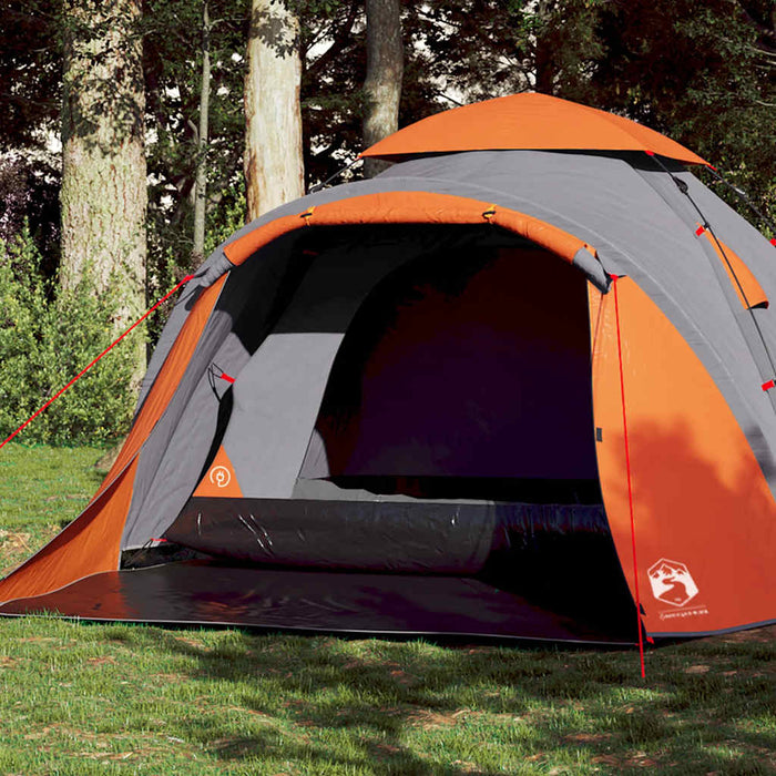 vidaXL Tienda de campaña iglú 3 personas apertura rápida gris/naranja