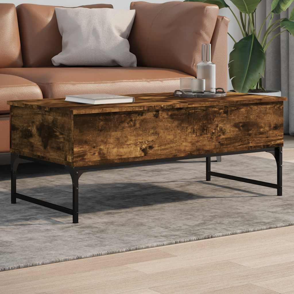 vidaXL Mesa de centro de madera de ingeniería y metal roble humo