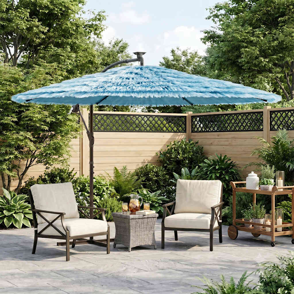 vidaXL Sombrilla de jardín con poste de acero azul 269x269x235 cm