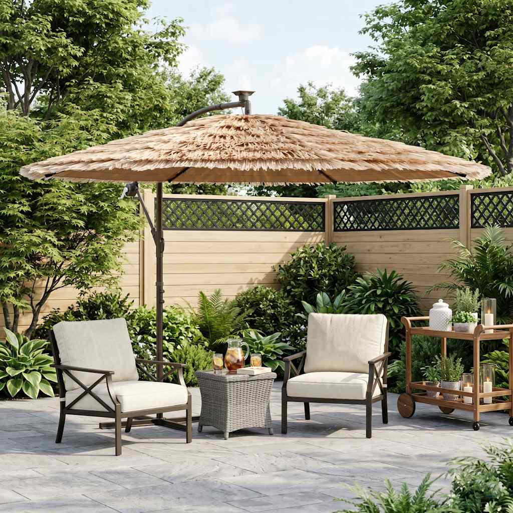 vidaXL Sombrilla de jardín con LEDs poste acero marrón 269x269x235 cm