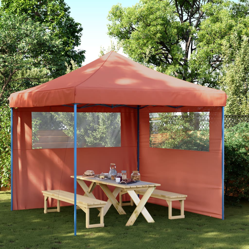 vidaXL Tienda de fiesta plegable Pop-Up 2 paredes laterales terracota