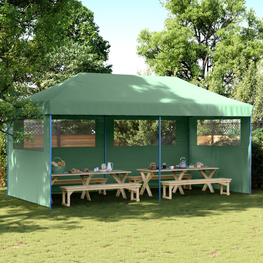 vidaXL Tienda de fiesta plegable Pop-Up con 3 paredes laterales verde