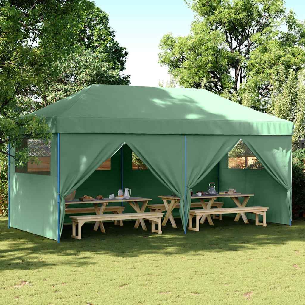 vidaXL Tienda de fiesta plegable Pop-Up con 4 paredes laterales verde