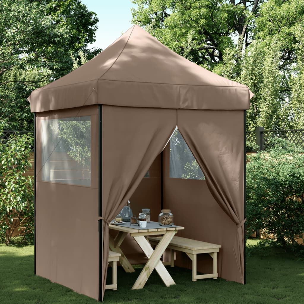 vidaXL Tienda de fiesta plegable Pop-Up con 4 paredes laterales marrón