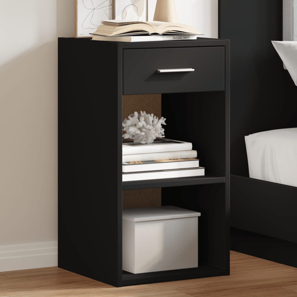 vidaXL Mesitas de noche 2 uds madera de ingeniería negro 35x34x65 cm