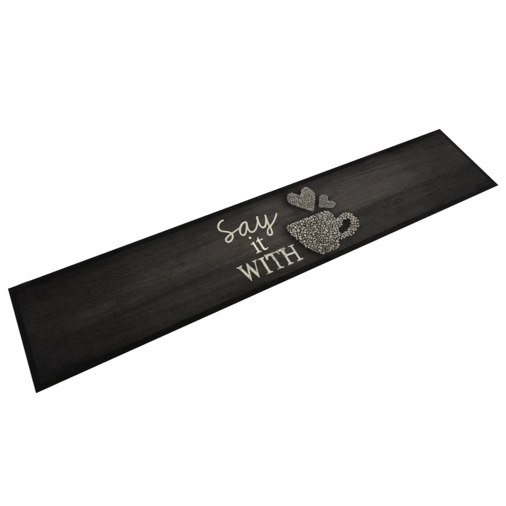vidaXL Alfombra de cocina lavable terciopelo negro taza 60x300 cm