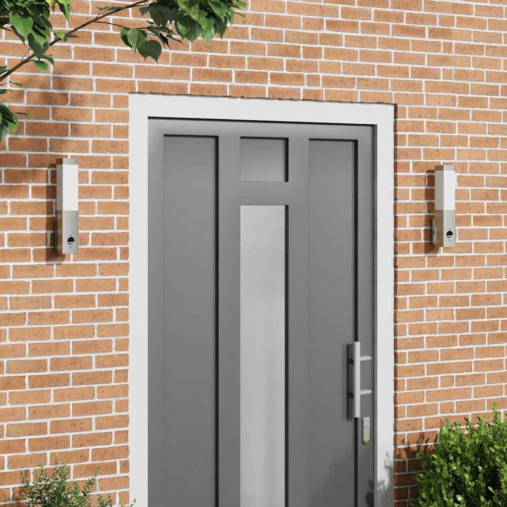 vidaXL Luz de pared exterior 2 uds. Plateado 10.5 x 6 x 33 cm
