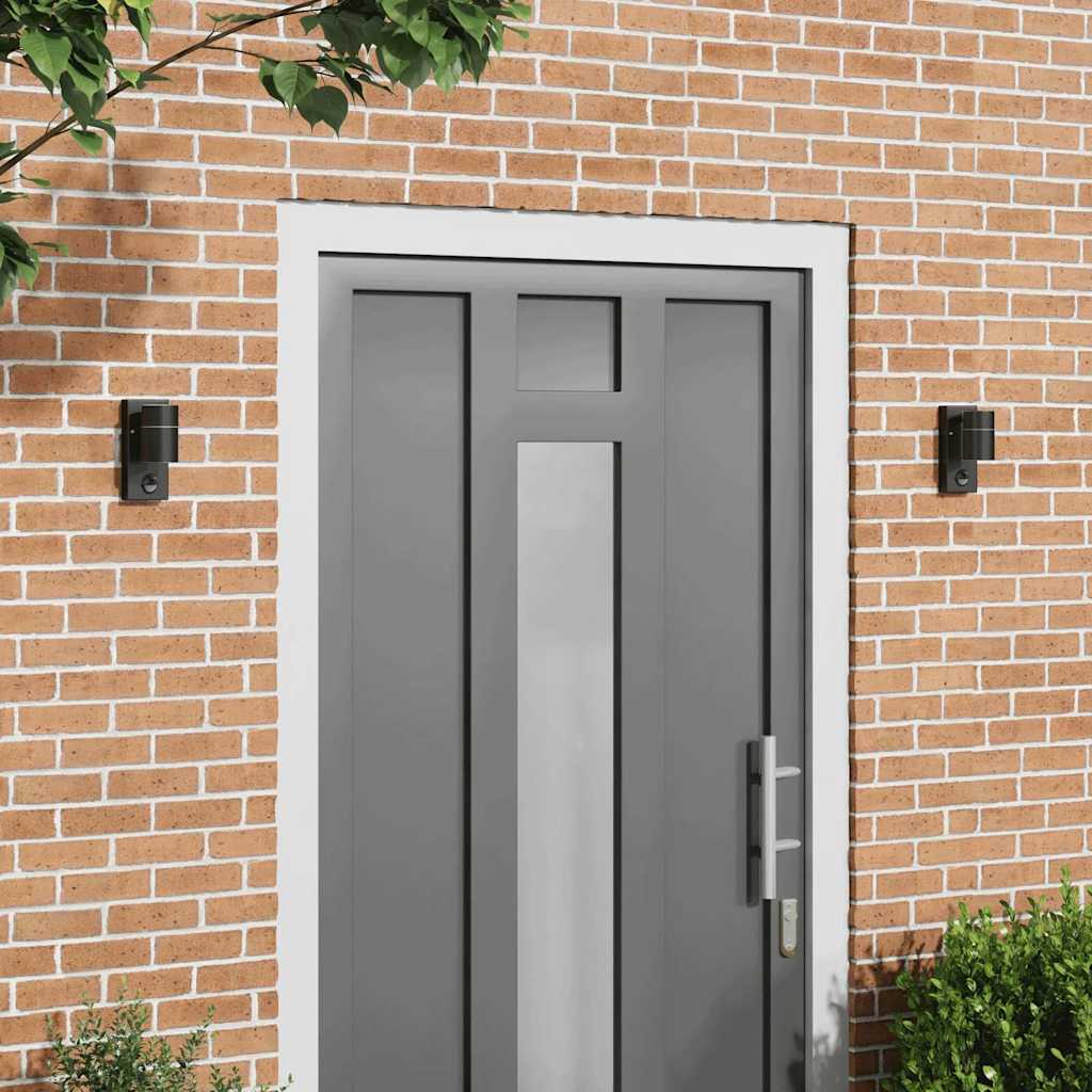 vidaXL Luz de pared exterior 2 uds. Negro 6,5 x 10,5 x 16 cm