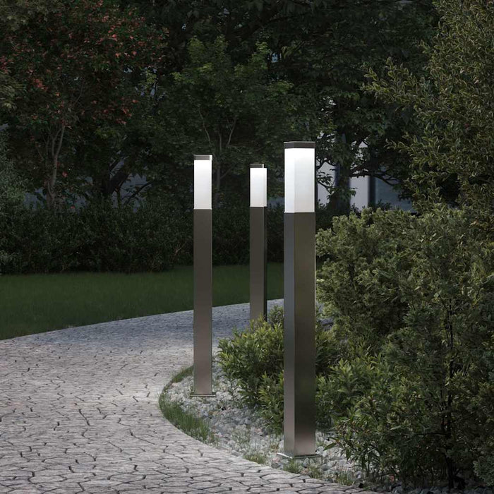 vidaXL Balizas de iluminación, 3 unidades, 80 cm, acero inoxidable, IP44