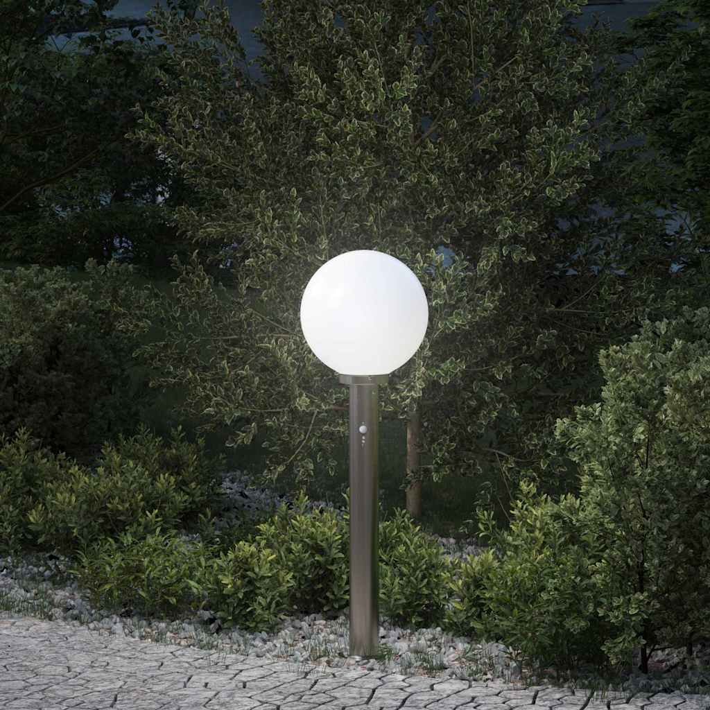 vidaXL Baliza luminosa con sensor de 80 cm, acero inoxidable, IP44