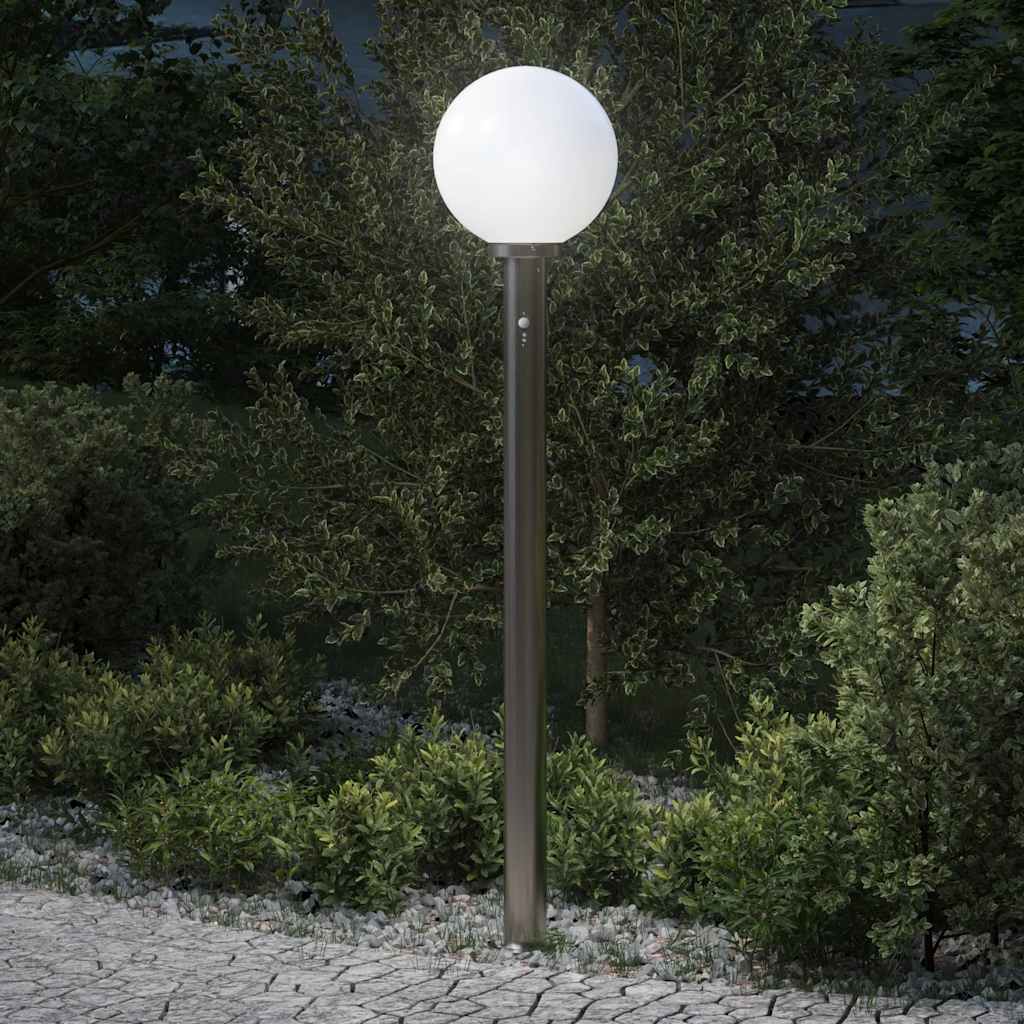 vidaXL Baliza luminosa con sensor de 120 cm, acero inoxidable, IP44