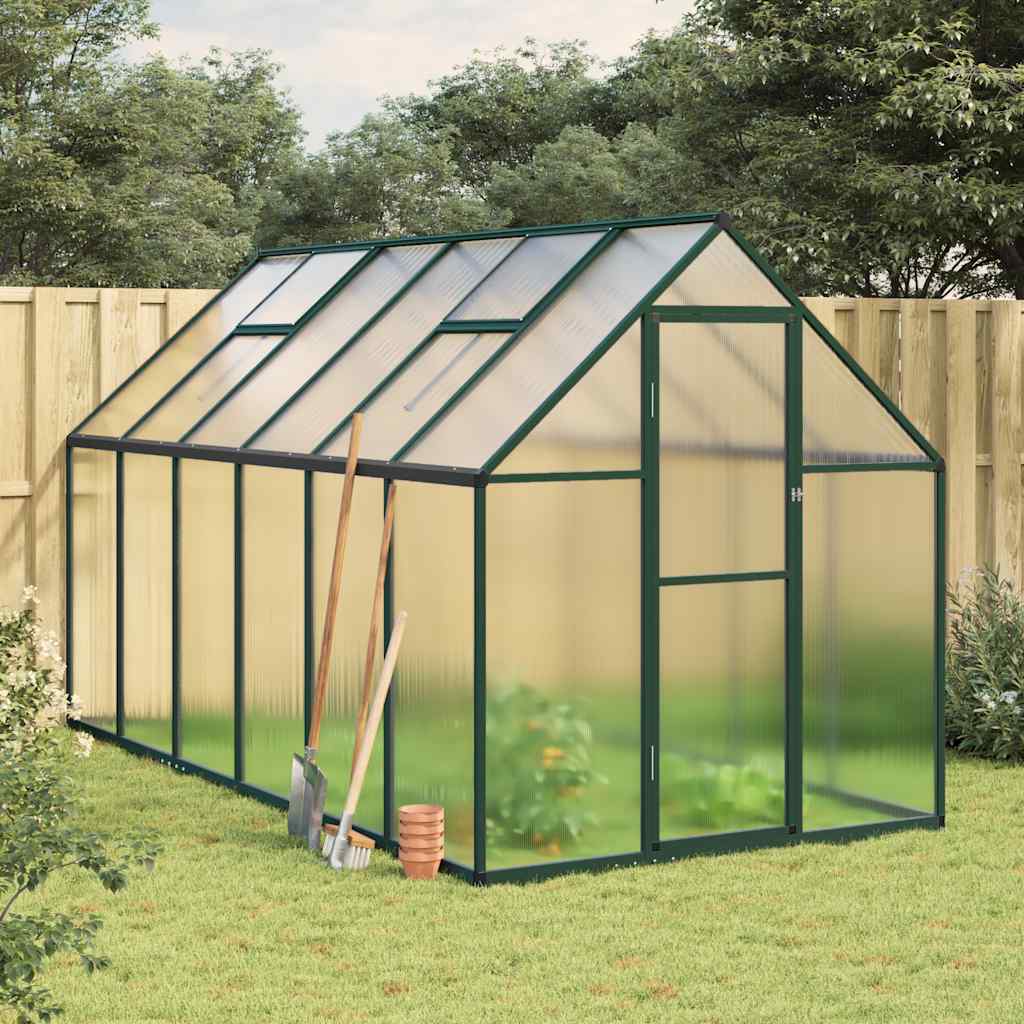 vidaXL Invernadero con marco base aluminio verde 334x169x195 cm