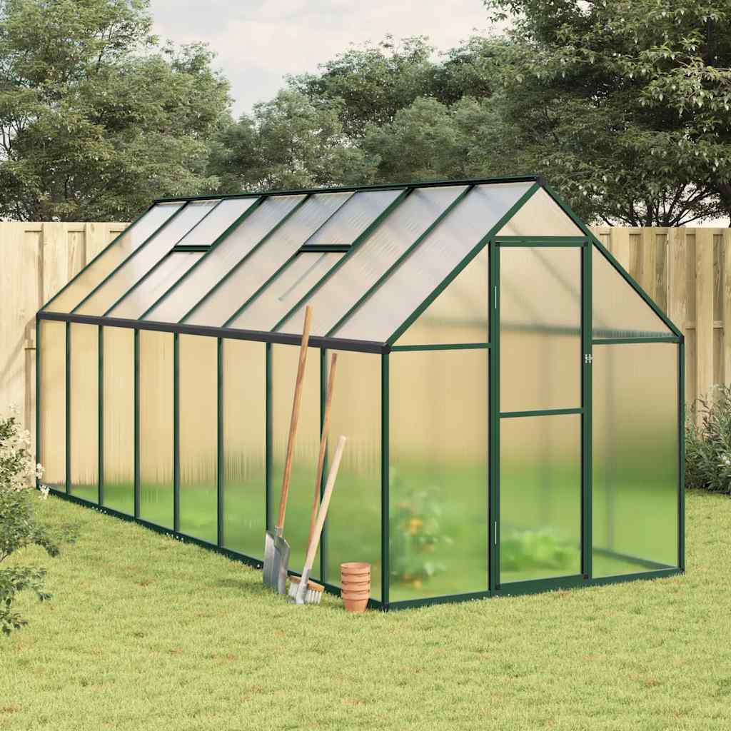 vidaXL Invernadero con marco base aluminio verde 445x169x195 cm
