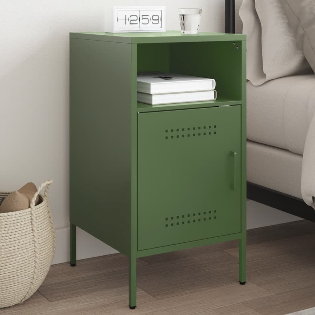 vidaXL Mesita de noche acero verde oliva 36x39x68 cm