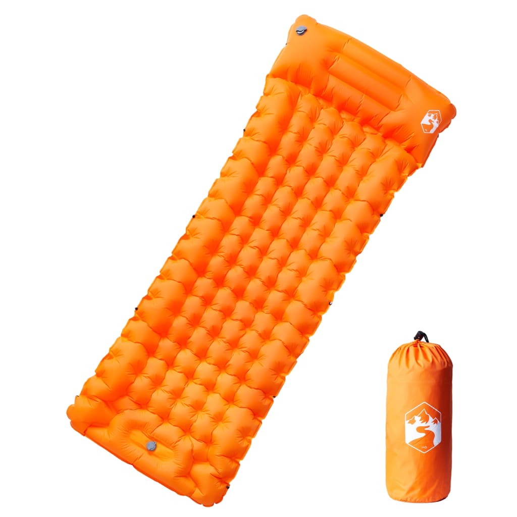 vidaXL Colchón de camping autoinflable con almohada 1 persona naranja