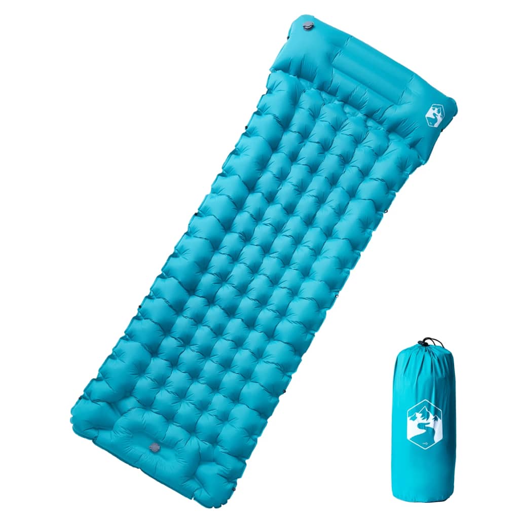 vidaXL Colchón de camping autoinflable con almohada 1 persona azul