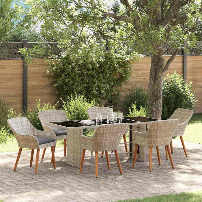 vidaXL Conjunto de Comedor de Jardín 7 uds. Gris Claro ratán sintético