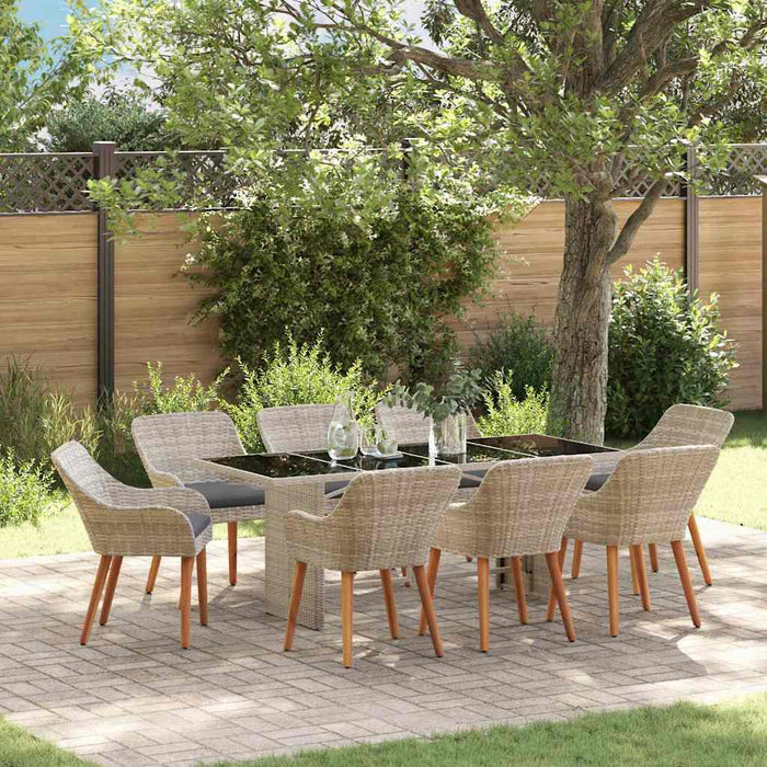 vidaXL Conjunto de Comedor de Jardín 9 uds. Gris Claro ratán sintético
