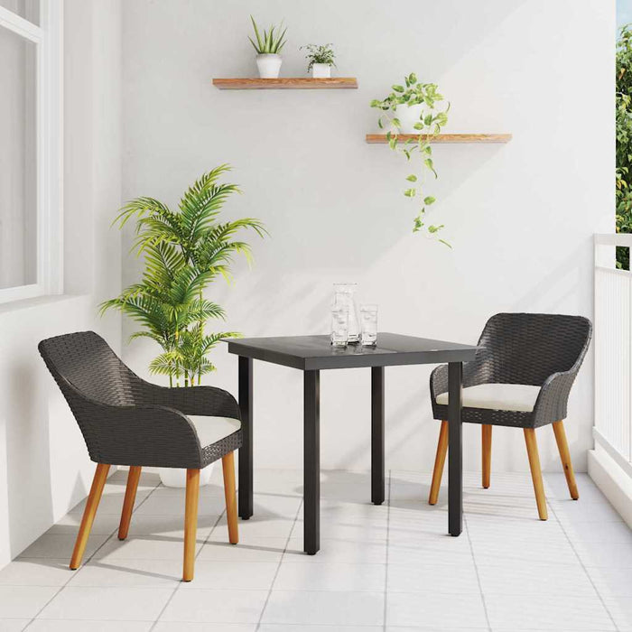 vidaXL Conjunto de Comedor de Jardín 3 uds. Negro ratán sintético