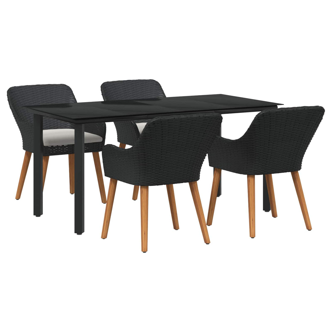 vidaXL Conjunto de Comedor de Jardín 5 uds. Negro ratán sintético