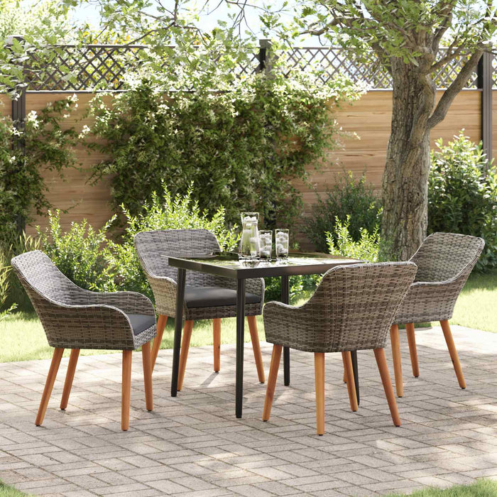 vidaXL Conjunto de Comedor de Jardín 5 uds. Gris ratán sintético