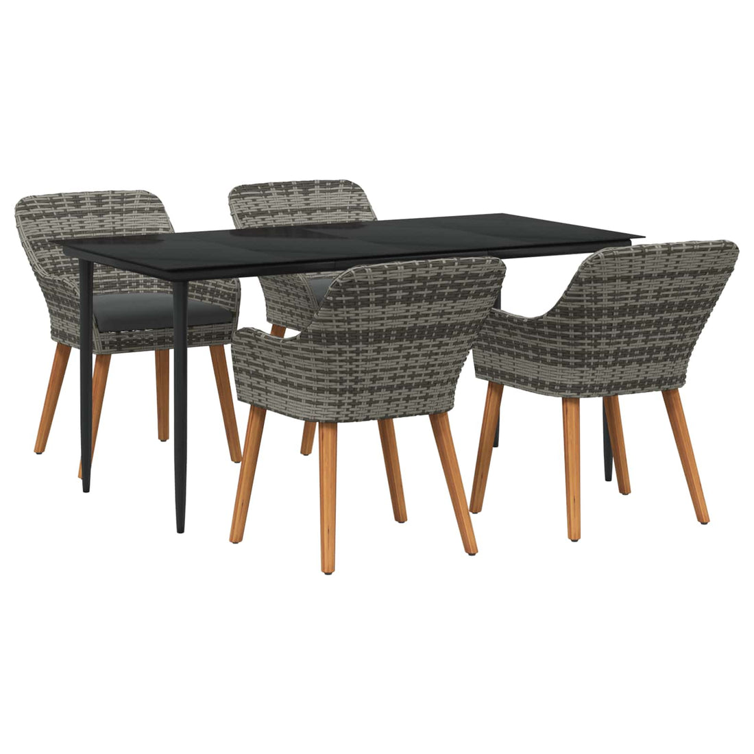 vidaXL Conjunto de Comedor de Jardín 5 uds. Gris ratán sintético