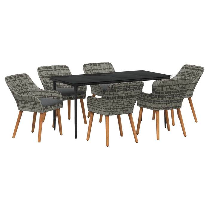 vidaXL Conjunto de Comedor de Jardín 7 uds. Gris ratán sintético