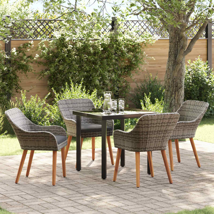 vidaXL Conjunto de Comedor de Jardín 5 uds. Gris ratán sintético