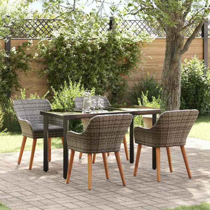 vidaXL Conjunto de Comedor de Jardín 5 uds. Gris ratán sintético