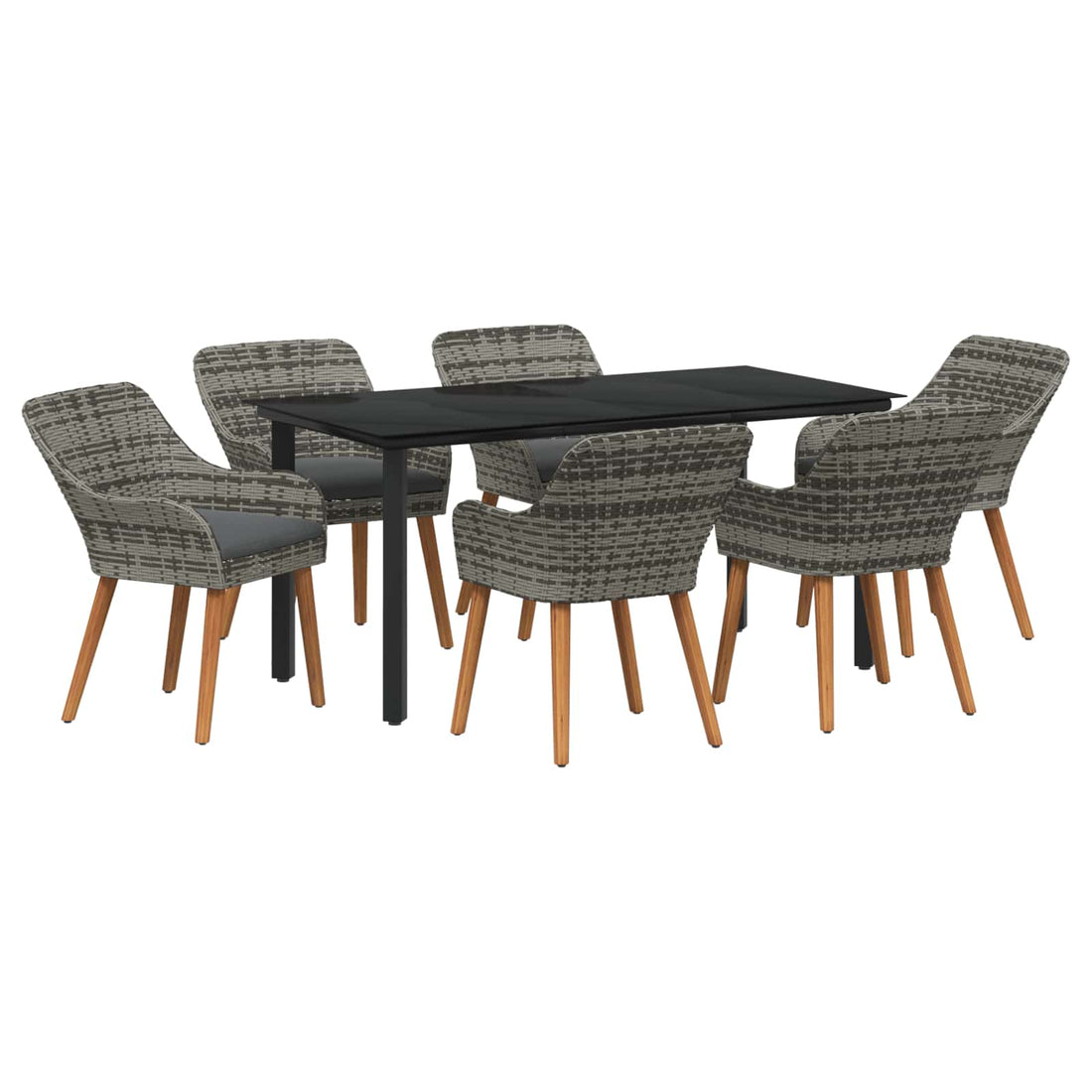 vidaXL Conjunto de Comedor de Jardín 7 uds. Gris ratán sintético