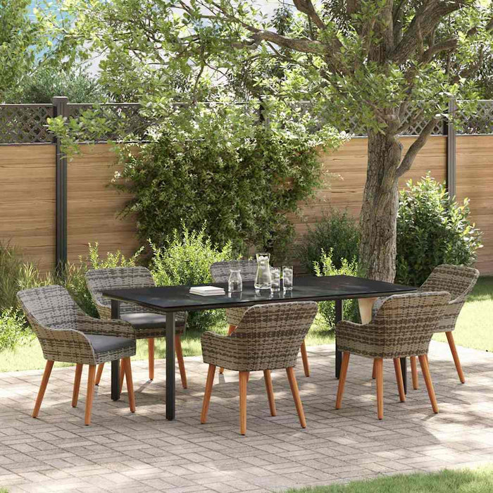 vidaXL Conjunto de Comedor de Jardín 7 uds. Gris ratán sintético