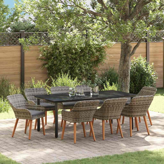 vidaXL Conjunto de Comedor de Jardín 9 uds. Gris ratán sintético