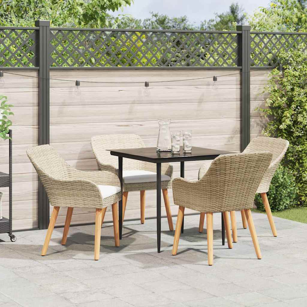 vidaXL Conjunto de Comedor de Jardín 5 uds. Beige ratán sintético