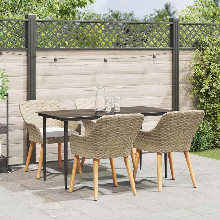 vidaXL Conjunto de Comedor de Jardín 5 uds. Beige ratán sintético