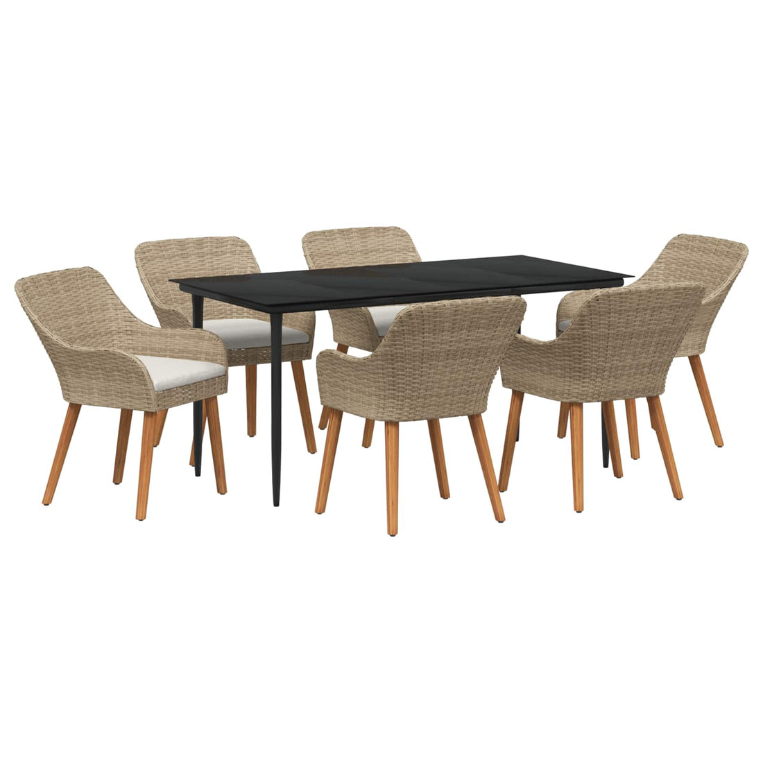 vidaXL Conjunto de Comedor de Jardín 7 uds. Beige ratán sintético