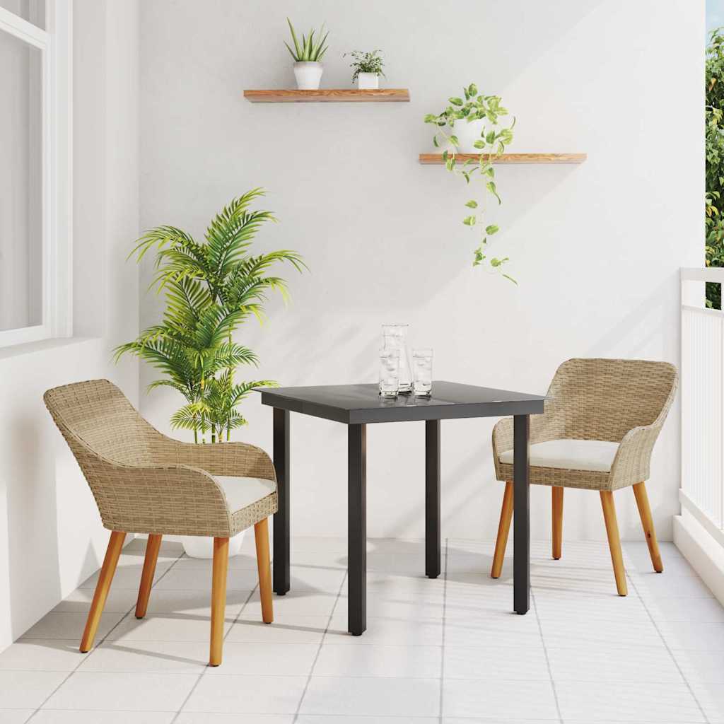 vidaXL Conjunto de Comedor de Jardín 3 uds. Beige ratán sintético