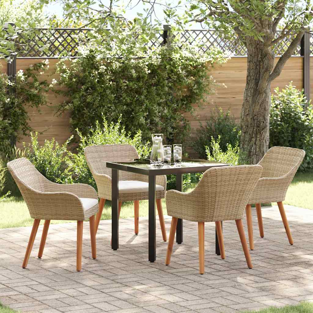 vidaXL Conjunto de Comedor de Jardín 5 uds. Beige ratán sintético
