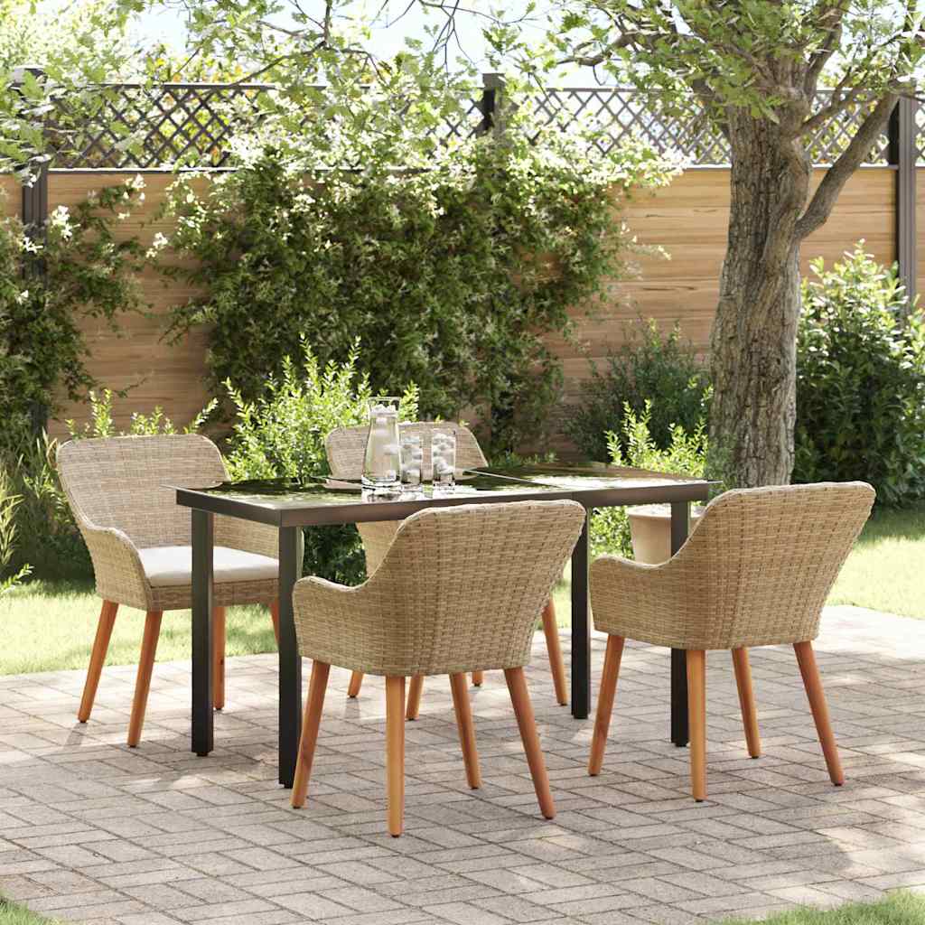 vidaXL Conjunto de Comedor de Jardín 5 uds. Beige ratán sintético