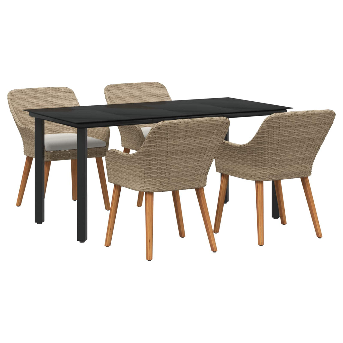 vidaXL Conjunto de Comedor de Jardín 5 uds. Beige ratán sintético
