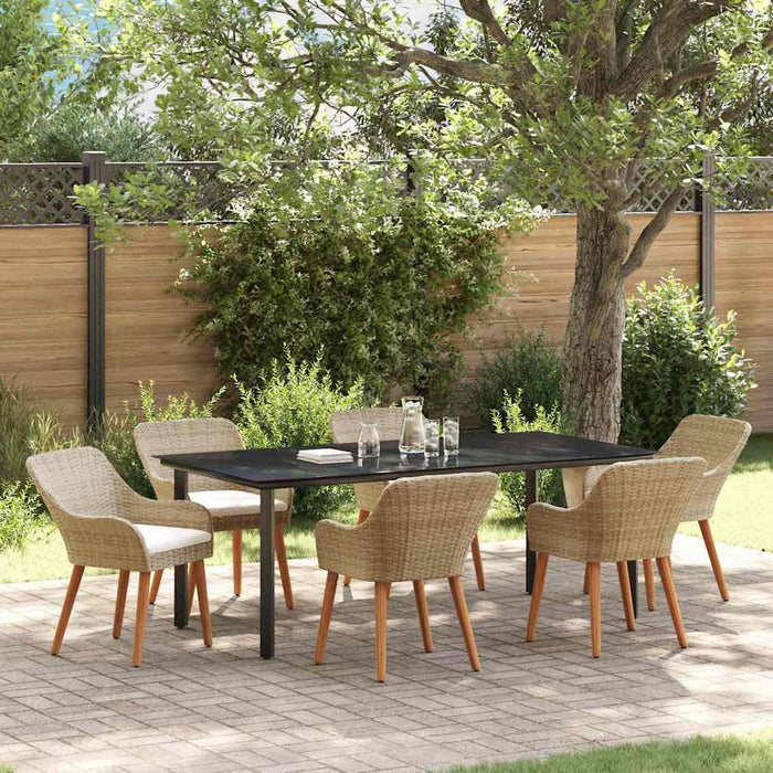 vidaXL Conjunto de Comedor de Jardín 7 uds. Beige ratán sintético