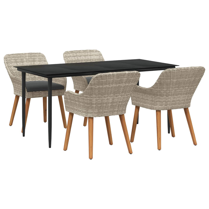 vidaXL Conjunto de Comedor de Jardín 5 uds. Gris Claro ratán sintético