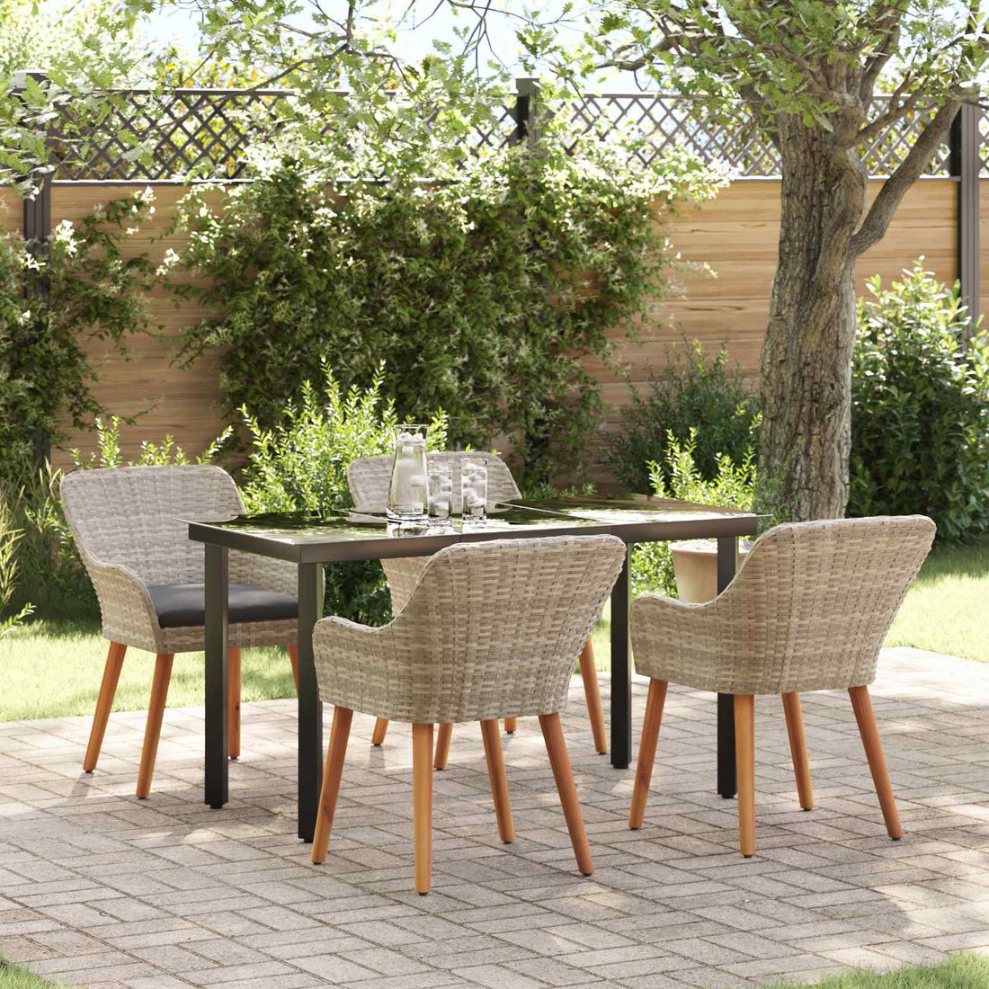 vidaXL Conjunto de Comedor de Jardín 5 uds. Gris Claro ratán sintético